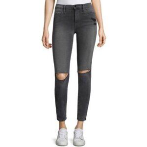 Frame Skinny Jeans Distressed Knees High Rise Grey Size 28